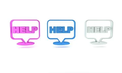 Colorful Speech bubble with text Help icon isolated on white background. Mi.. Stock Illustration