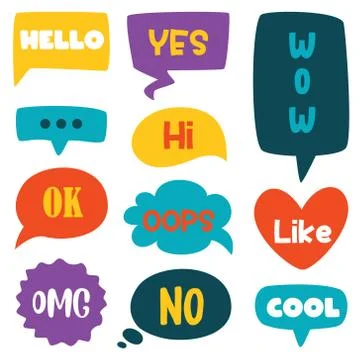 Colorful Speech Bubbles And Labels Stock Illustration