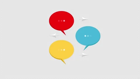 Colorful Speech Bubbles with Direction Arrows Representing Conversation Flow Stock Footage 339768709