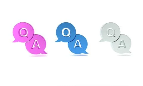 Colorful Speech bubbles with Question and Answer icon isolated on white bac.. Stock Illustration