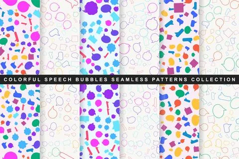 Colorful speech bubbles seamless patterns collection Illustrazione stock