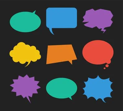 Colorful speech bubbles set on black background. Vector Illustration. Stockillustratie
