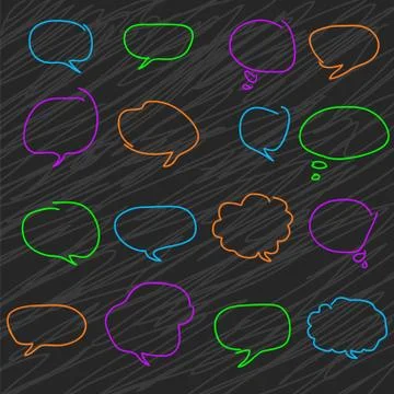 Colorful speech bubbles. A set of hand-drawn. 库存插图