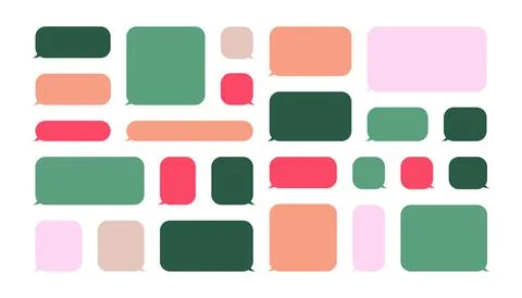 Colorful speech bubbles set. Rectangle square shape Stock Illustration