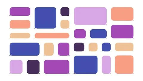 Colorful speech bubbles set. Rectangle square shape Stock Illustration