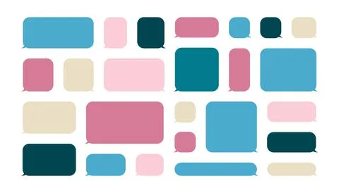 Colorful speech bubbles set. Rectangle square shape Stock Illustration