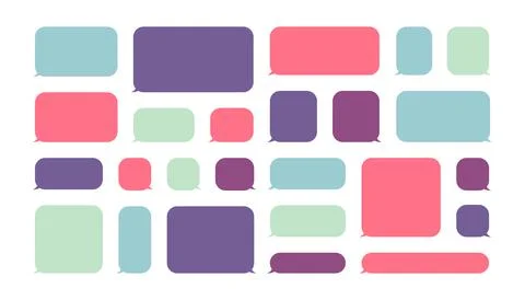 Colorful speech bubbles set. Rectangle square shape Stock Illustration