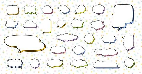 Colorful speech bubbles with shadow designs on a white background, Various .. Stock Illustration