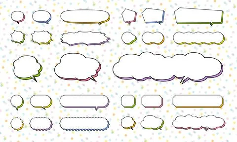 Colorful speech bubbles with shadow designs on a white background, horizont.. Stock Illustration
