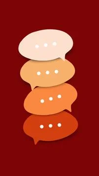 Colorful speech bubbles stacked together showing expressions and ideas in Illustrazione stock