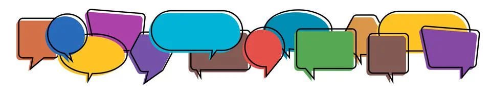 Colorful speech bubbles on white background.  doodles illustration Stock Illustration