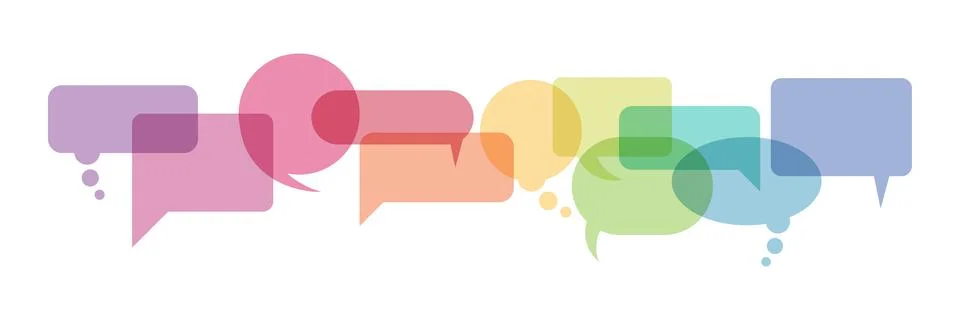 Colorful Speech Bubbles on a White Background Stock Illustration