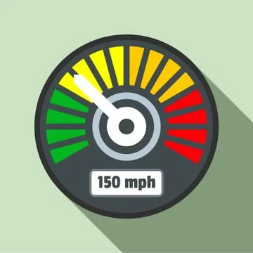 Colorful speedometer icon, flat style Stock Illustration