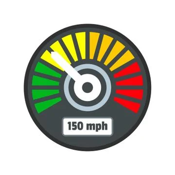 Colorful speedometer icon, flat style 스톡 일러스트