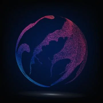 Colorful Sphere Composition Vector. Dotted Abstract Graphics. Glowing Background Illustrazione stock