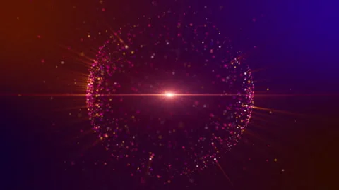 Colorful sphere shape particles, light shine and light beam. Stock Footage 267324240