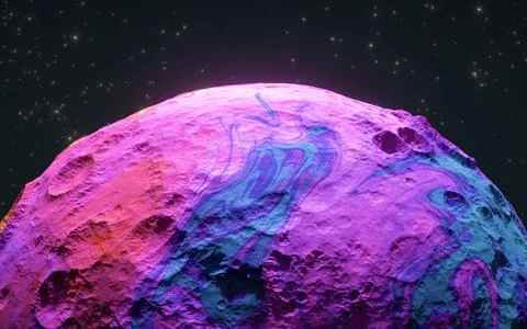 Colorful sphere with starry sky background, 3d rendering. Stock Illustration