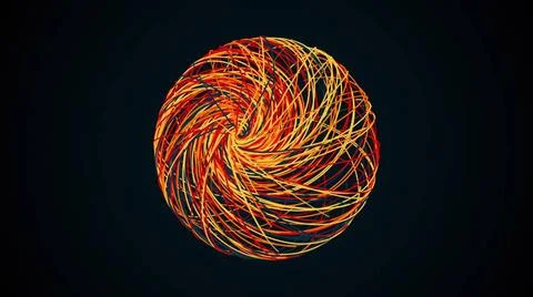 Colorful sphere from thin lines, computer generated. 3d rendering of art b... Stock Photos