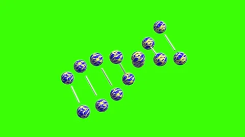 Colorful spheres arranged in a pattern on a vibrant green background showca.. Stock Footage 313819167