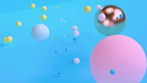 Colorful spheres bouncing in blue abstract space animation Video stock 333114436