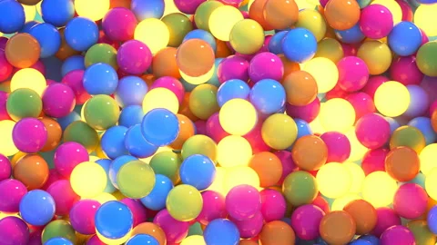 Colorful spheres falling 3D render animation Stock Footage 133212028