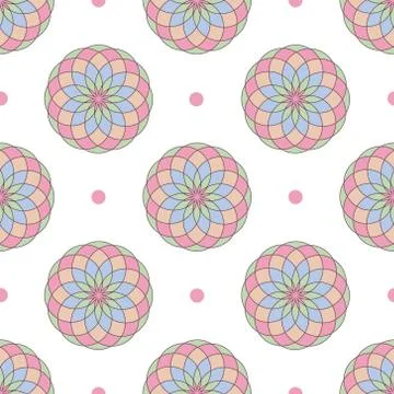 Colorful Spheres Geometric Seamless Pattern on Isolated White Background Stock Illustration