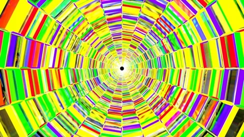 Colorful Spinning Tunnel Loop Animation – Psychedelic 3D VJ Background Video stock 306336465