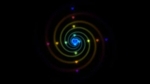 Colorful spiral design with glowing elements on a black Stock Footage 338291359