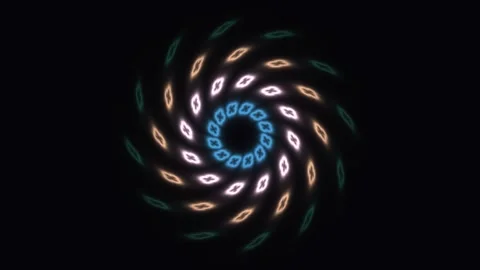 Colorful spiral design with glowing shapes in dark Stock Footage 338317121