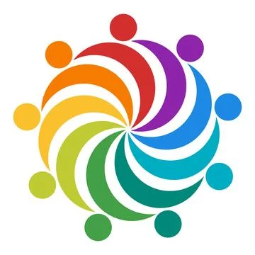 Colorful Spiral Design Representing Unity and Diversity with People Icons Stock Illustration