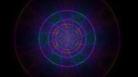 Colorful spiral glowing light pattern in dark background Stock Footage 340272583