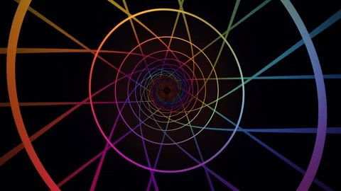 Colorful spiral graphic with circular patterns on black Stock Footage 340342910