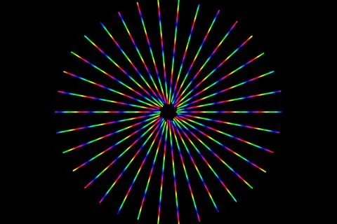 Colorful spiral light burst effect on black background Stock Illustration