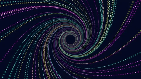 Colorful spiral lines pattern with dots in black hole Video stock 230063194