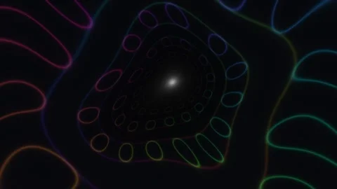 Colorful spiral motion creates dynamic visual in dark space Stock Footage 337966510