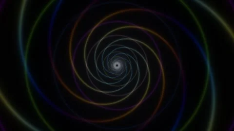 Colorful spiral motion with dynamic light effects in dark Stock Footage 337953497