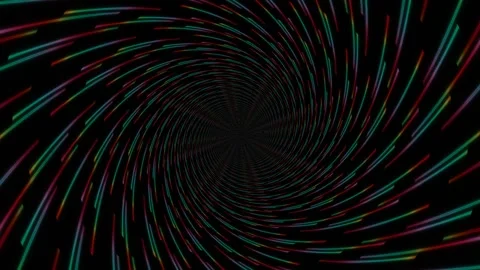 Colorful spiral motion with lines creating a tunnel effect Stock Footage 339456901