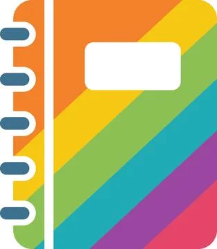 Colorful spiral notebook flat icon illustration Stock Illustration