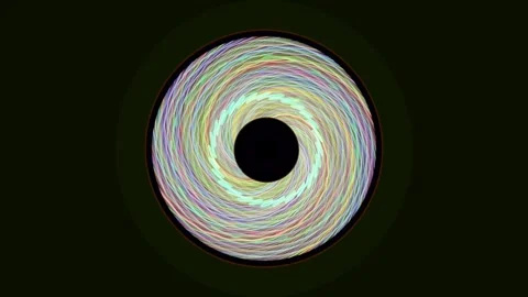 Colorful spiral pattern with black center on dark background Stock Footage 337377706