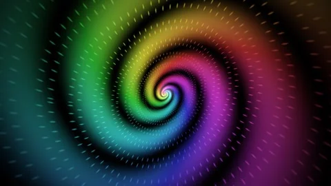 Colorful spiral pattern with bright hues in motion on black background Stock Footage 337232431
