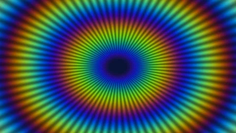 Colorful spiral pattern with bright lines in a radial Stock Footage 338289192