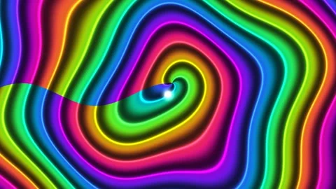 Colorful spiral pattern with bright neon lines in motion Stock Footage 338028184