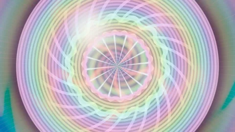 Colorful spiral pattern with concentric circles and light effects Stock Footage 337388437