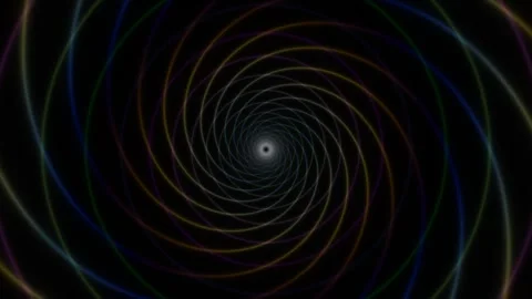 Colorful spiral pattern creates visual depth and motion Stock Footage 338014897