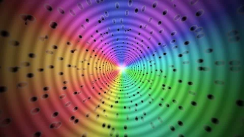 Colorful spiral pattern with dots and waves in motion Stock Footage 337232433