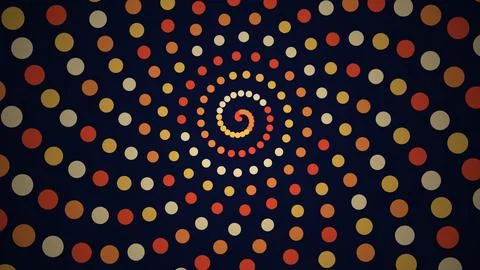 Colorful spiral pattern of dots on dark background Illustration