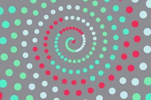 Colorful spiral pattern with dots on gray background イラスト素材