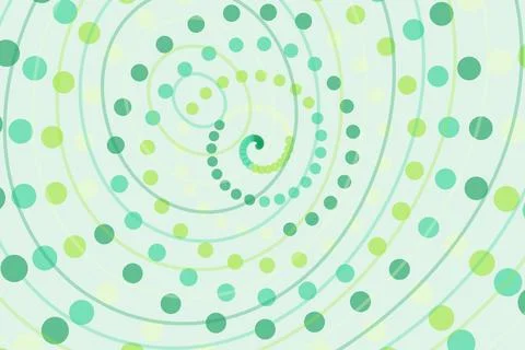 Colorful spiral pattern of dots on a light green background Stock Illustration