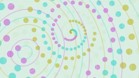 Colorful spiral pattern with dots on light background Stock Illustration