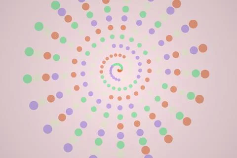 Colorful spiral pattern with dots on light background Stock Illustration